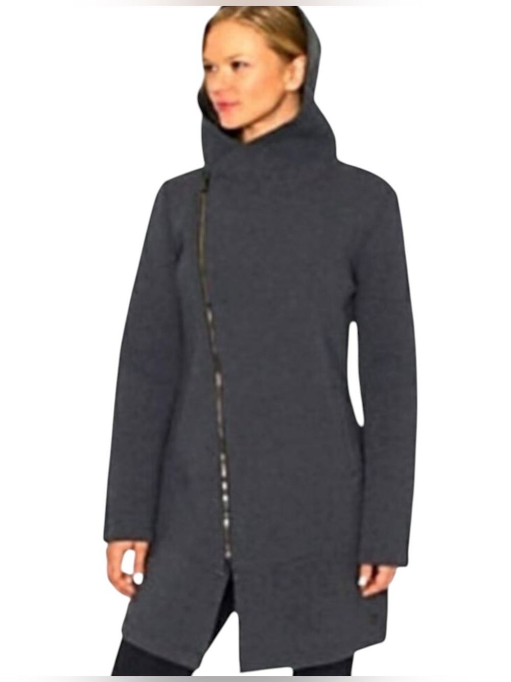 Betsey Johnson Performance Asymmetrical Zip Hooded Jacket